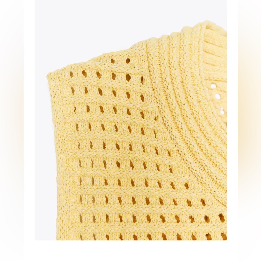 ZARA FRINGED CHECKERED KNIT TOP - Picture 6 of 6